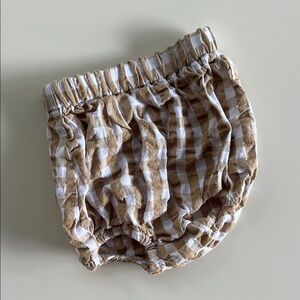 Little Paper Boat Tan and White Gingham Diaper Cover / Bloomers